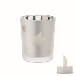 LED tea light candle, matt silver