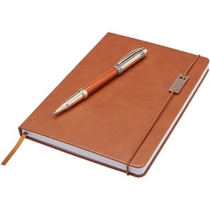 Legato A5 notebook and rollerball pen set (blue ink), brown