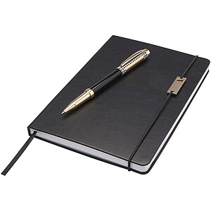 Legato A5 notebook and rollerball pen set (blue ink), solid black