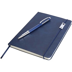 Legato Elegance A5 hard cover notebook and rollerball pen set, ocean blue
