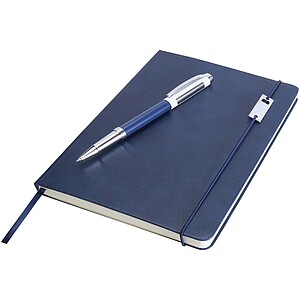 Legato Elegance A5 hard cover notebook and rollerball pen set, ocean blue