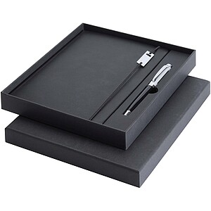 Legato Elegance A5 hard cover notebook and rollerball pen set, primary black