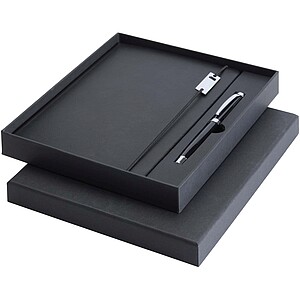 Legato Elegance A5 hard cover notebook and rollerball pen set, solid black