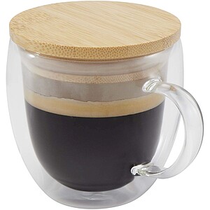 Lenora 250 ml glass cup with bamboo lid, transparent clear