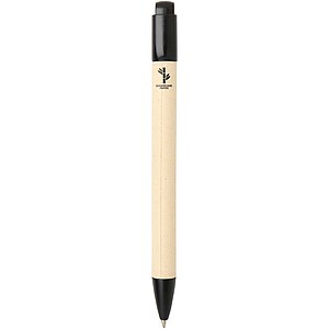 Liliana sugarcane paper ballpoint pen (blue ink), solid black