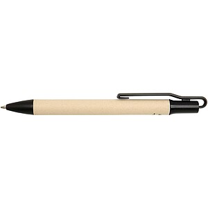 Liliana sugarcane paper ballpoint pen (blue ink), solid black