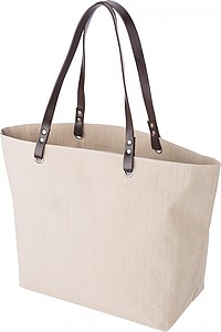Linen (260 gr/m2) beach bag with PE handles.
