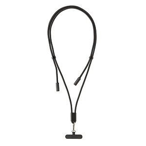LoopAmp RCS RPET adjustable phone cord with 60W cable, black