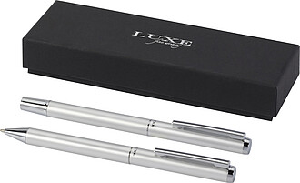Lucetto recycled aluminium ballpoint and rollerball pen gift set
