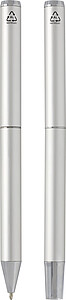 Lucetto recycled aluminium ballpoint and rollerball pen gift set