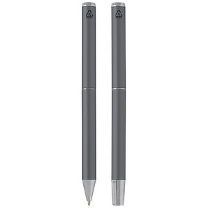 Lucetto recycled aluminium ballpoint and rollerball pen gift set