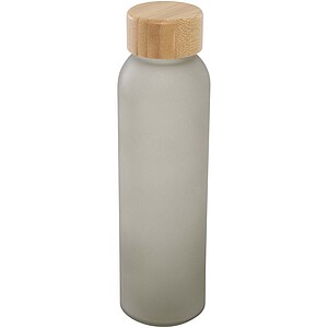 Lume 500 ml matte soda lime glass bottle with bamboo lid, grey