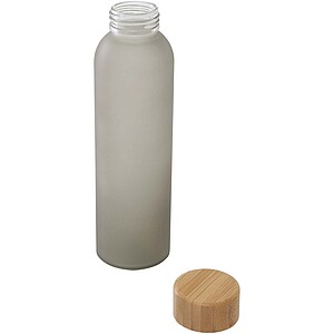 Lume 500 ml matte soda lime glass bottle with bamboo lid, grey