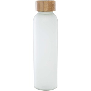 Lume 500 ml matte soda lime glass bottle with bamboo lid, white