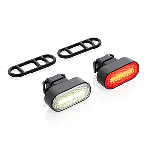 Lumino RCS recycled plastic USB re-chargeable bike light set, black