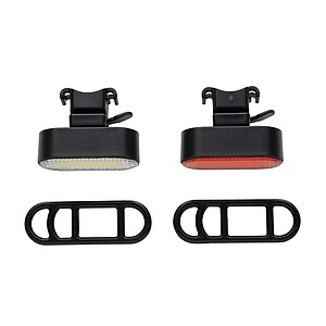 Lumino RCS recycled plastic USB re-chargeable bike light set, black