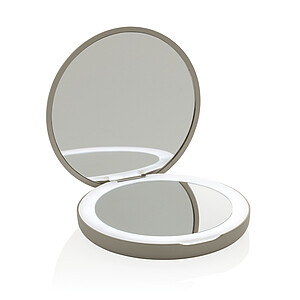 Lumora RCS recycled plastic LED re-chargeable make-up mirror, beige