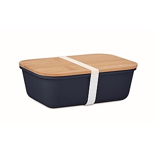 Lunch box with bamboo lid, french navy