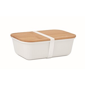 Lunch box with bamboo lid, white