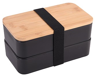 Lunchbox "Double level" Bamboo, black