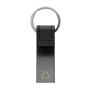 Luxury PU keychain RCS recycled zinc alloy, black