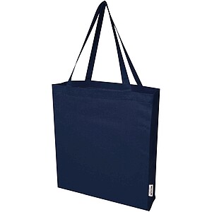 Madras 140 g/m2 GRS recycled cotton gusset tote bag, navy