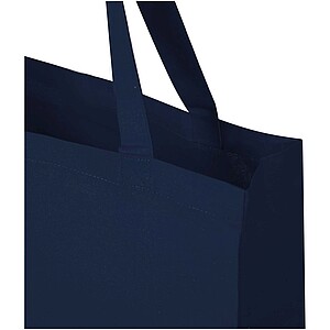 Madras 140 g/m2 GRS recycled cotton gusset tote bag, navy