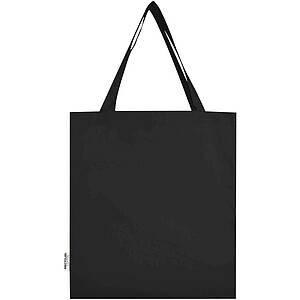 Madras 140 g/m2 GRS recycled cotton gusset tote bag, solid black