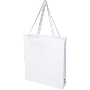Madras 140 g/m2 GRS recycled cotton gusset tote bag, white