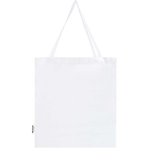 Madras 140 g/m2 GRS recycled cotton gusset tote bag, white