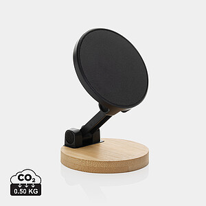 Magmount RCS recycled plastic and bamboo phone stand, black, brown