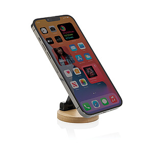 Magmount RCS recycled plastic and bamboo phone stand, black, brown