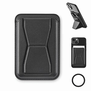 Magnetic PU cardholder, black