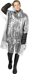 Mayan recycled plastic disposable rain poncho with storage pouch