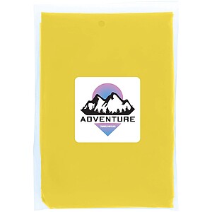 Mayan recycled plastic disposable rain poncho with storage pouch