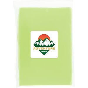 Mayan recycled plastic disposable rain poncho with storage pouch