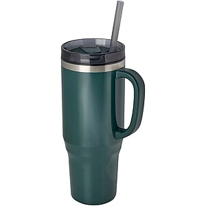Melbourne 1200 ml RCS certified insulated tumbler with straw, green flash