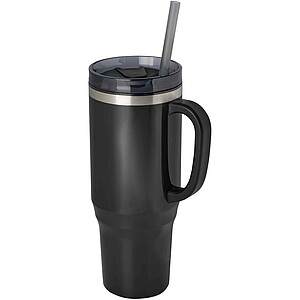 Melbourne 1200 ml RCS certified insulated tumbler with straw, solid black