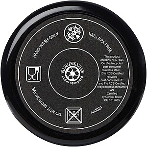 Melbourne 1200 ml RCS certified insulated tumbler with straw, solid black