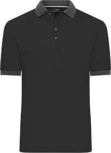 Mens Contrast Piqué Polo black/anthracite melange M