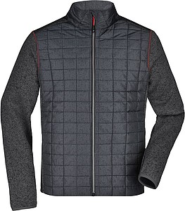 Mens knitted jacket JAMES & NICHOLSON, grey melange/anthracite melange, 2XL