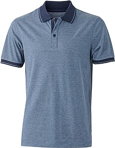 Mens polo T-shirt James Nicholson, light blue/dark blue, S