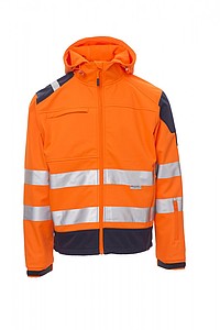 Mens softshell jacket Payper SHINE, fluorescent orange/navy blue, XL