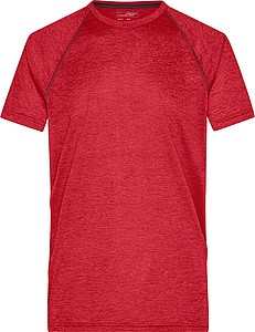 Mens sports T-shirt James Nicholson, red melange/black, L