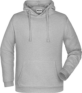 Mens sweatshirt with hoodie James Nicholson, dark grey melange, M