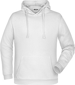 Mens sweatshirt with hoodie James Nicholson, white, M
