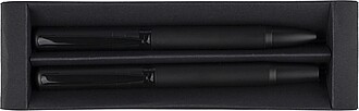 Metal and ecobrass pen set Adel, black