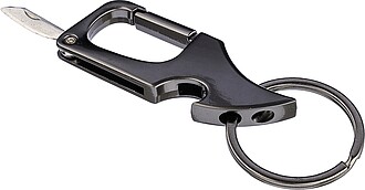Metal carabiner keychain Bella, gun metal
