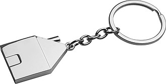 Metal key ring in house shape, grey