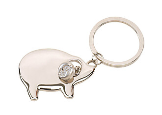 Metal key ring "Pig",colour silver